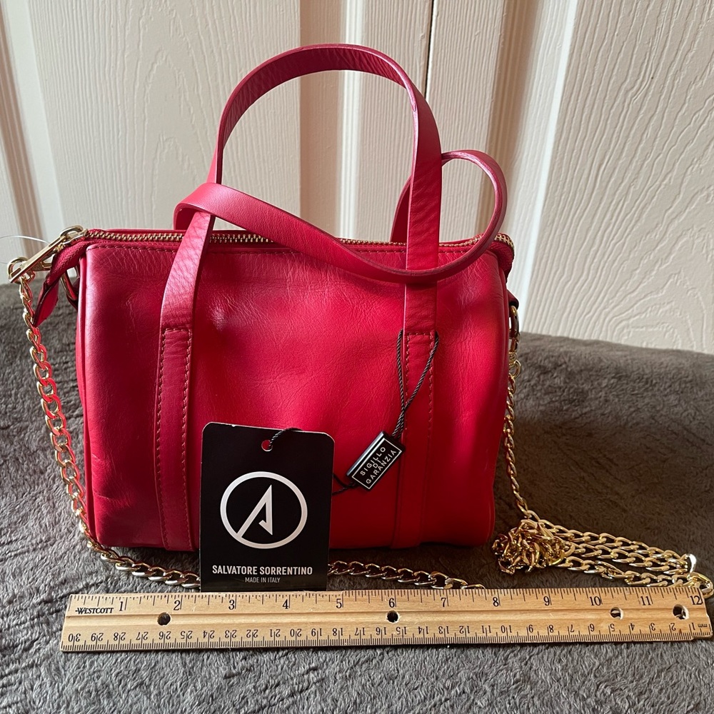 LOW START NWT Salvatore Sorrentino Red Mini Leather Dufflebag